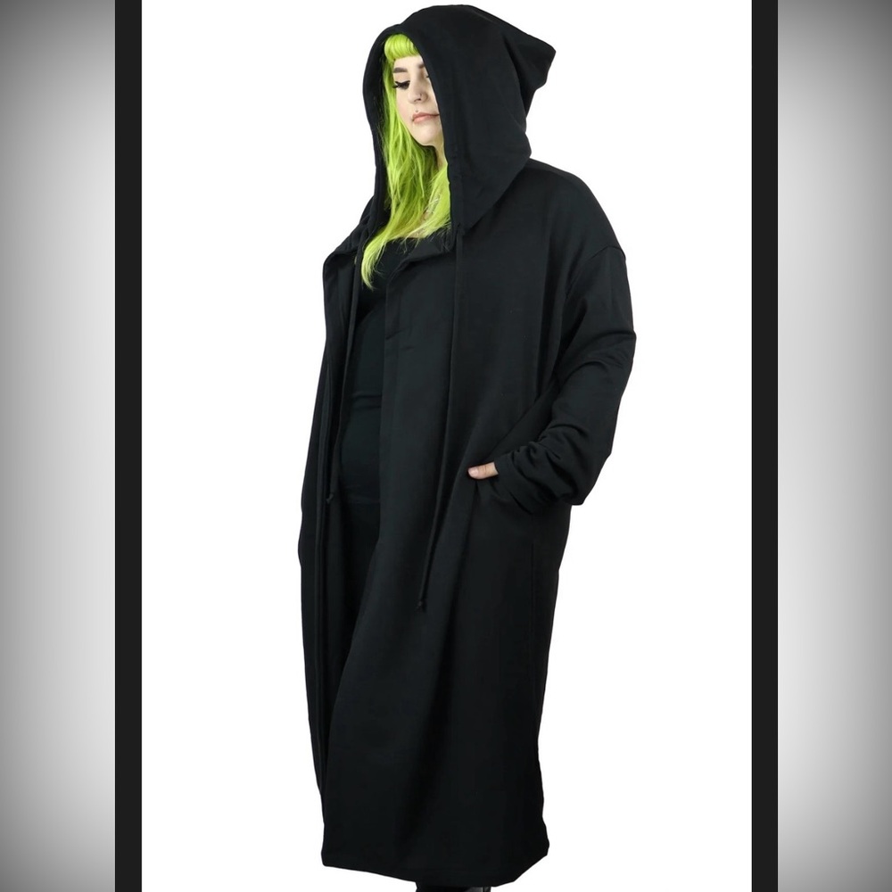 BURY A FRIEND HOODED DUSTER witchy goth Foxblood BLACK